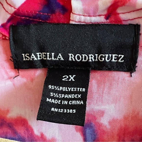 Isabella Rodriguez Stretch Soft Pink Red watercolor Slinky Floral Dress Size 2X - Picture 6 of 9